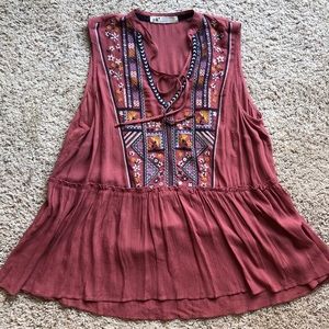 embroidered peplum tank